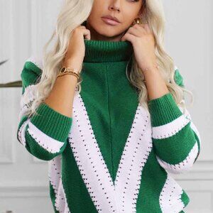 C+D+M Green and White Sweater